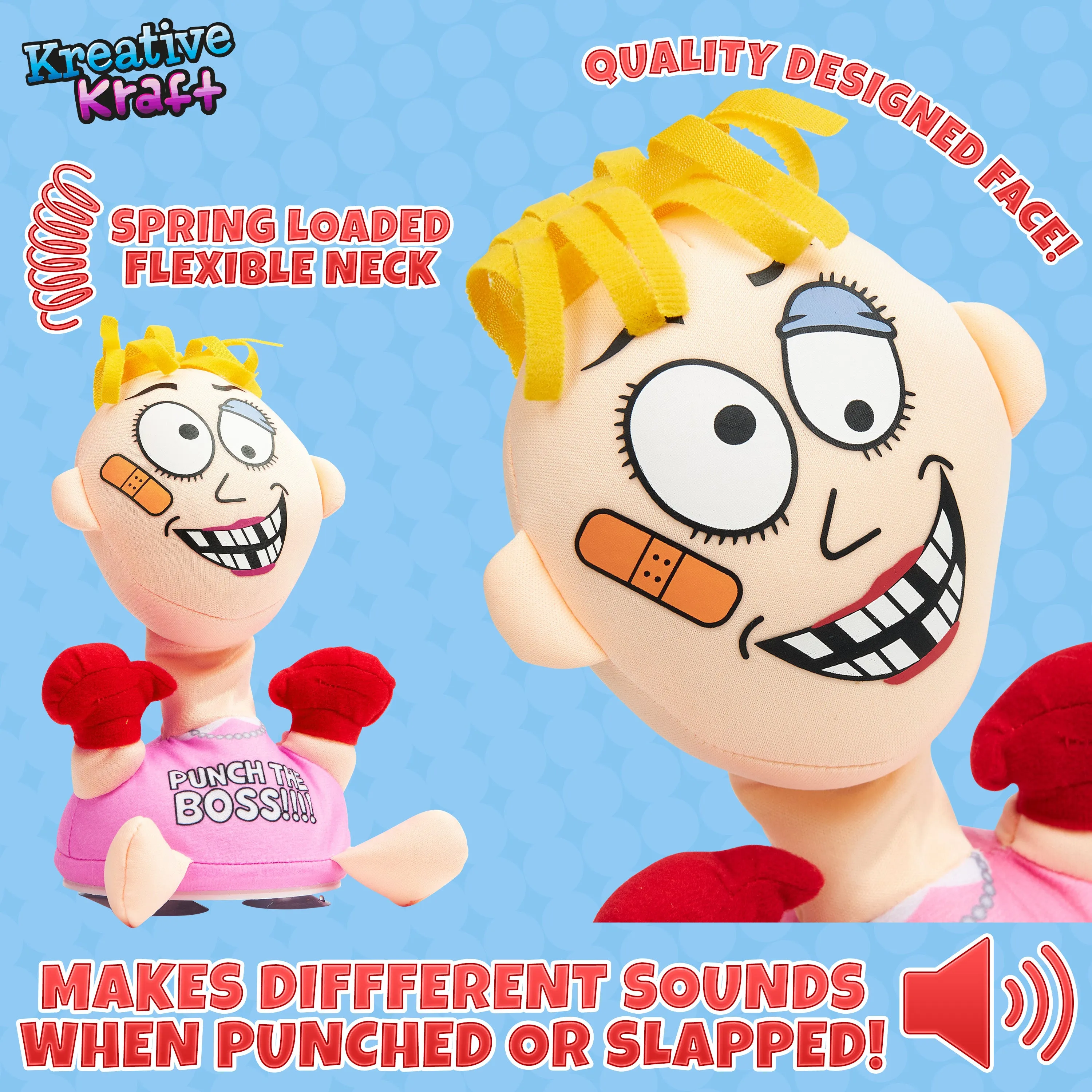 KreativeKraft Stress Relief Toys for Adults - Punch The Boss - Pink